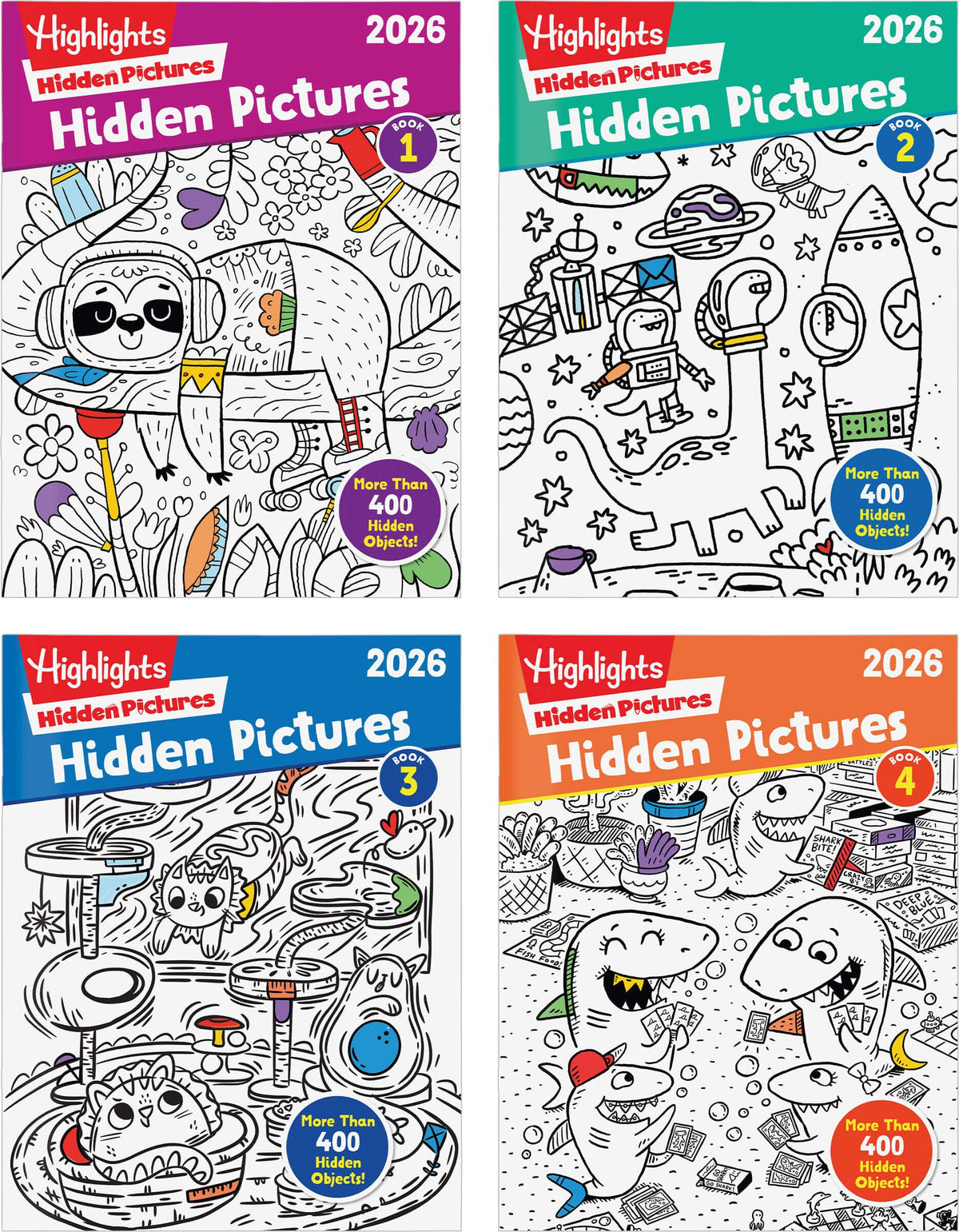 Highlights Hidden Pictures 2026 set cover showcasing engaging puzzles for kids 6 and up