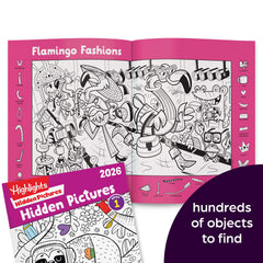 Highlights Hidden Pictures activity pages with hidden objects and coloring after discovery