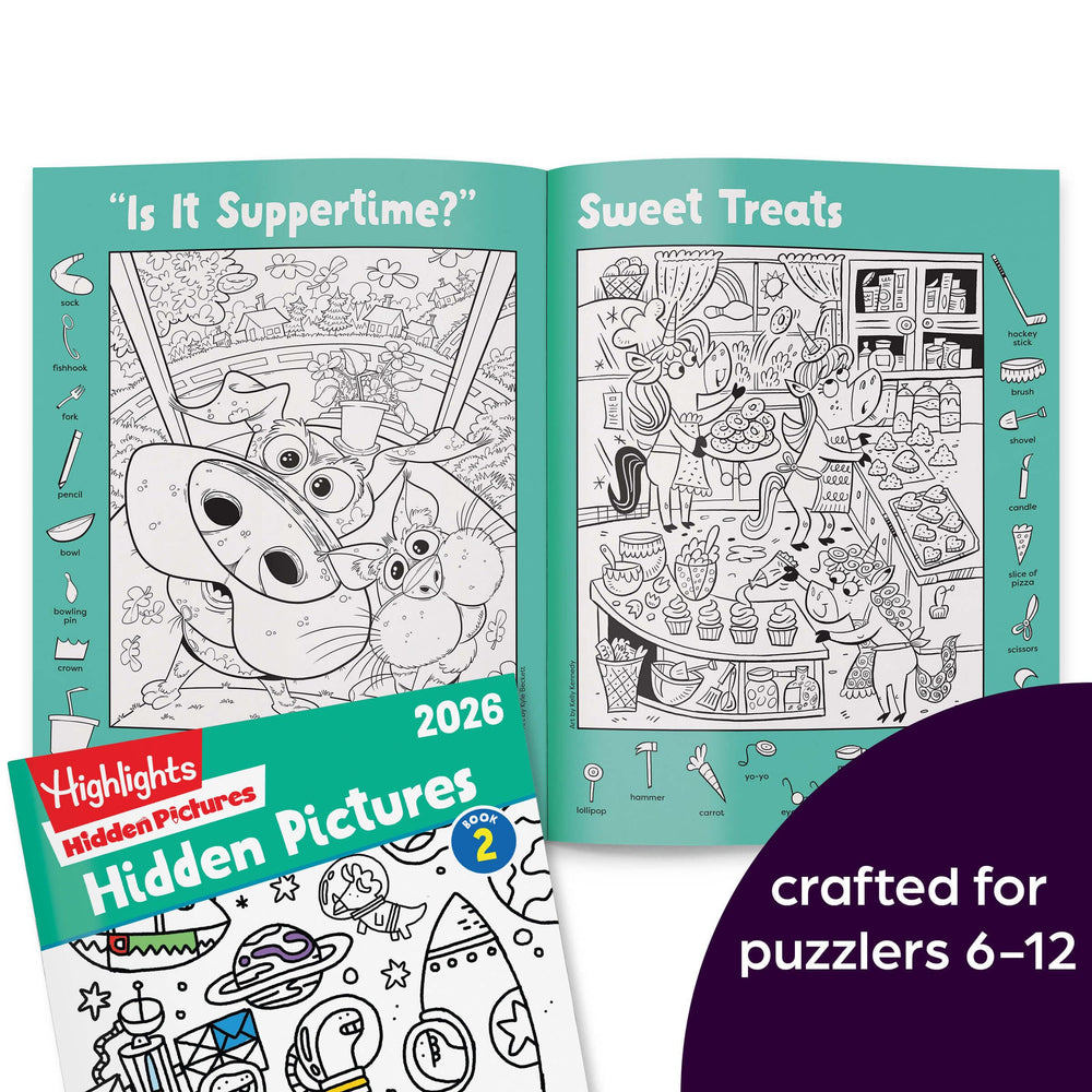 Highlights Hidden Pictures hidden-object scene illustration helps improve focus and detail