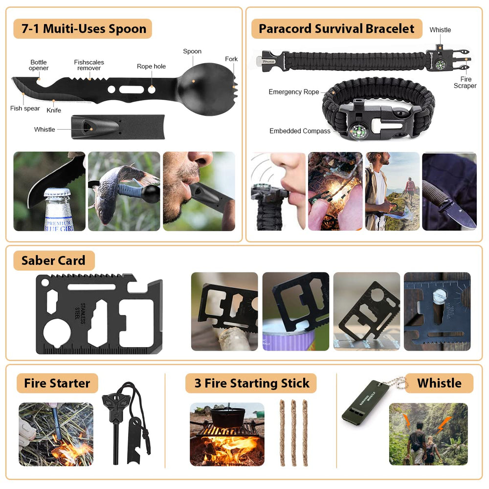 HIHEGD multi-tool set includes axe, shovel, knife for robust field tasks.