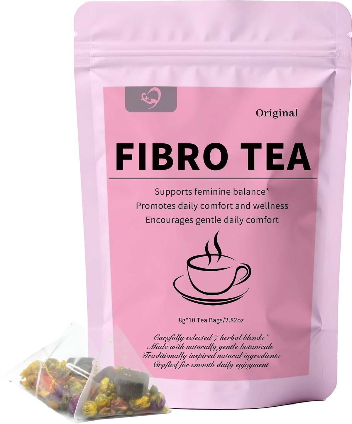 Hiherbs Fibro Tea bottle for a calming daily ritual and balanced wellness.