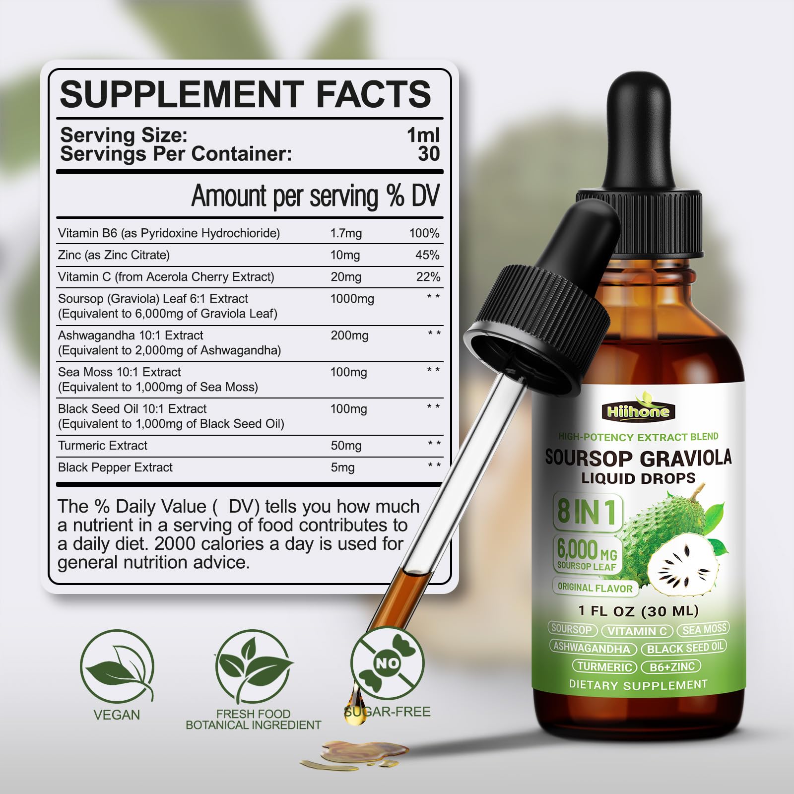 HIIHONE gluten-free sugar-free label indicates clean daily wellness.