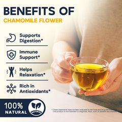 HIIHONE chamomile flowers showing fresh petals used in the tea bags.