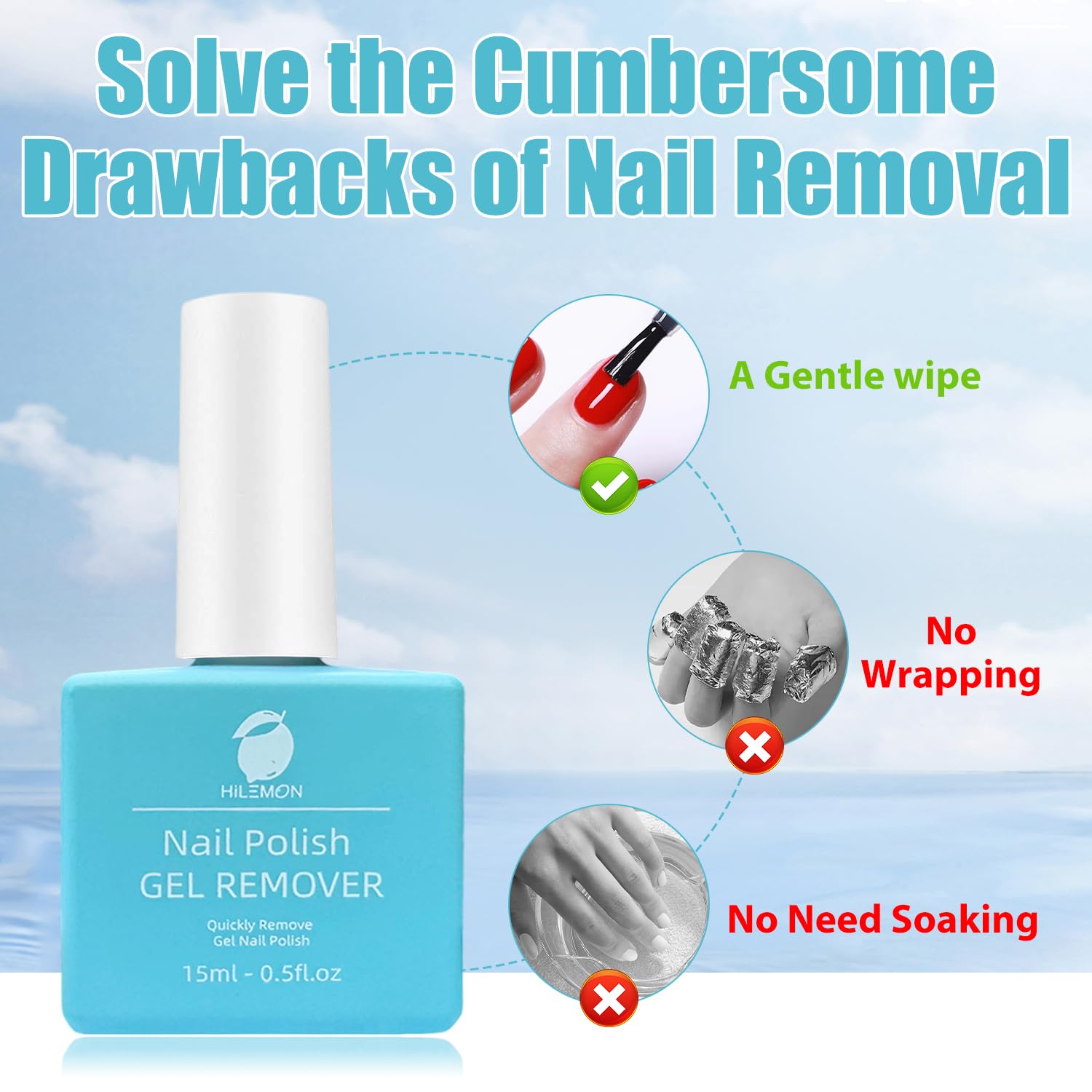 HiLemon remover handles ordinary polish, UV gel, and shellac efficiently.