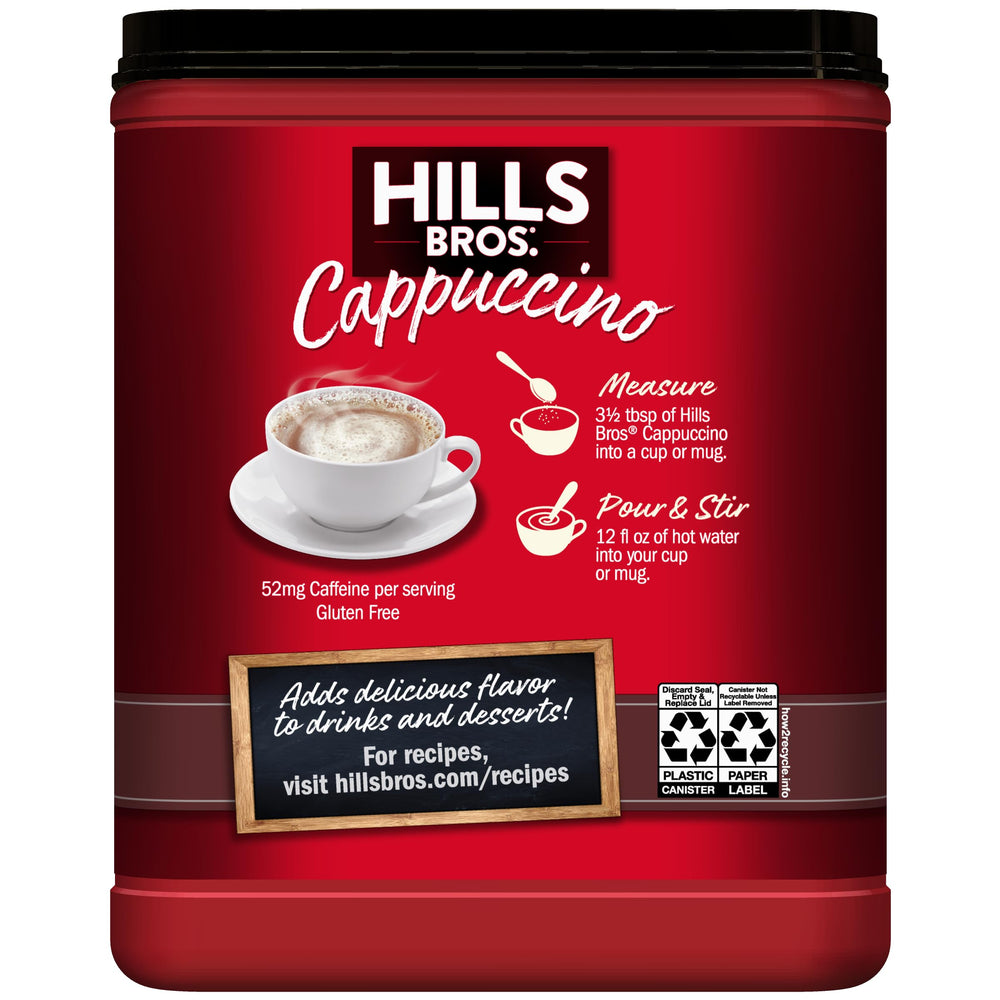 Hills Bros Cappuccino mocha creamer adds creamy richness to coffee.