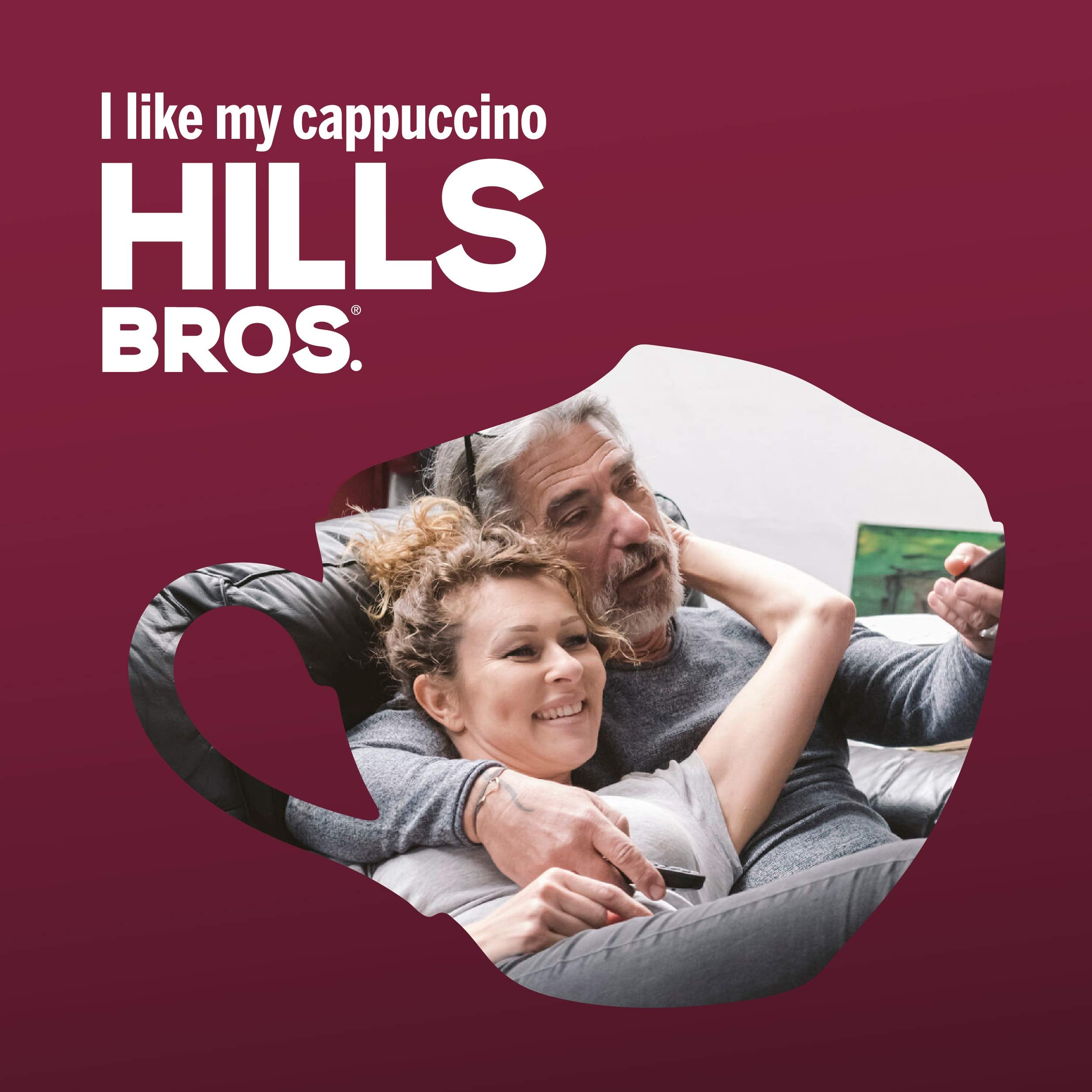 Hills Bros Iced Mocha Cappuccino beverage looks refreshing and creamy.