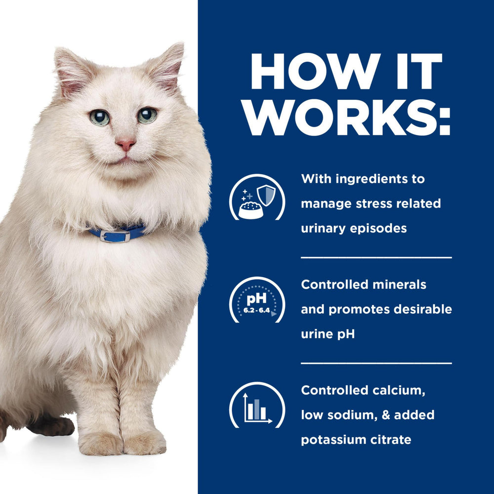 Hill's c/d Multicare Stress cat food with vet guidance icon.