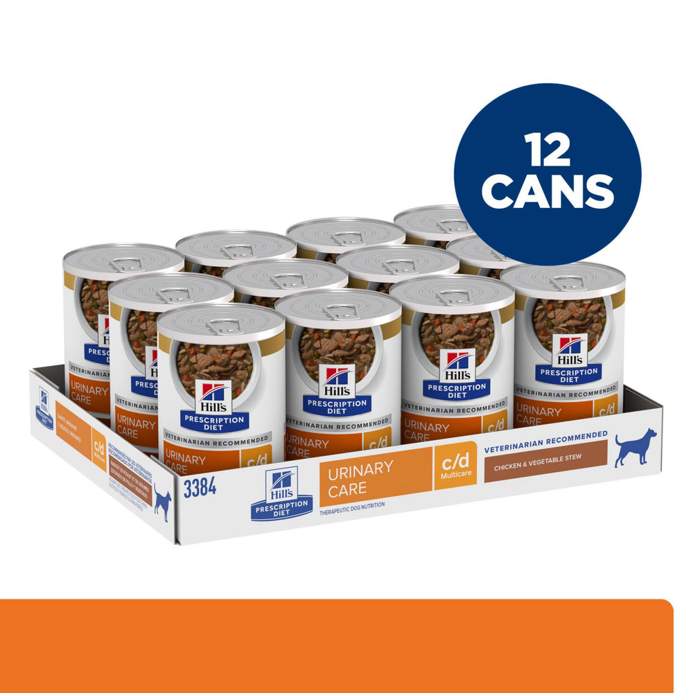 Hill's Prescription Diet c/d Multicare urinary wet dog food can—rich in antioxidants.