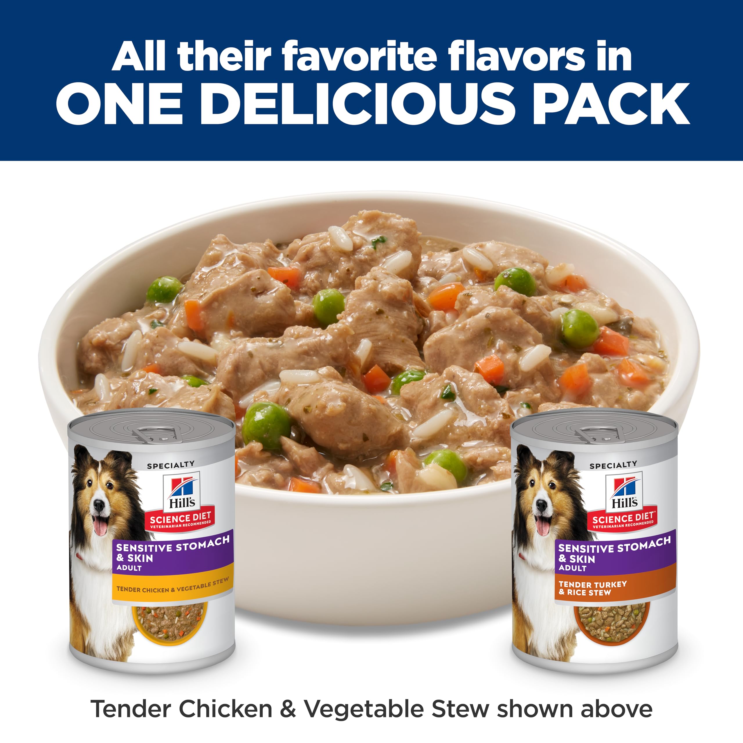 Hill's Science Diet open-can closeup shows premium ingredients.