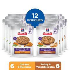 Hill's Science Diet Sensitive Stomach & Skin turkey stew slow-cooked texture shown