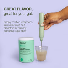 Hilma Daily Fiber powder labeled gluten-free shows vegan allergen-friendly digestive support.