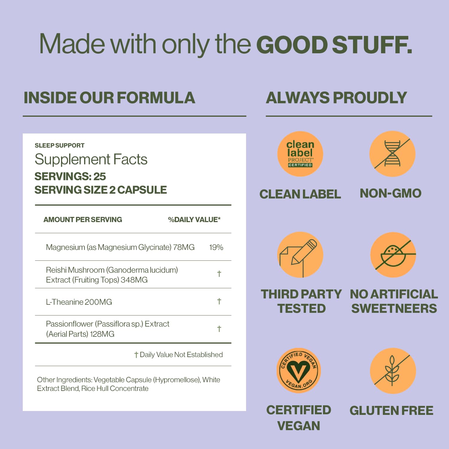 Hilma Sleep Aid packaging label highlighting clean label and allergen information