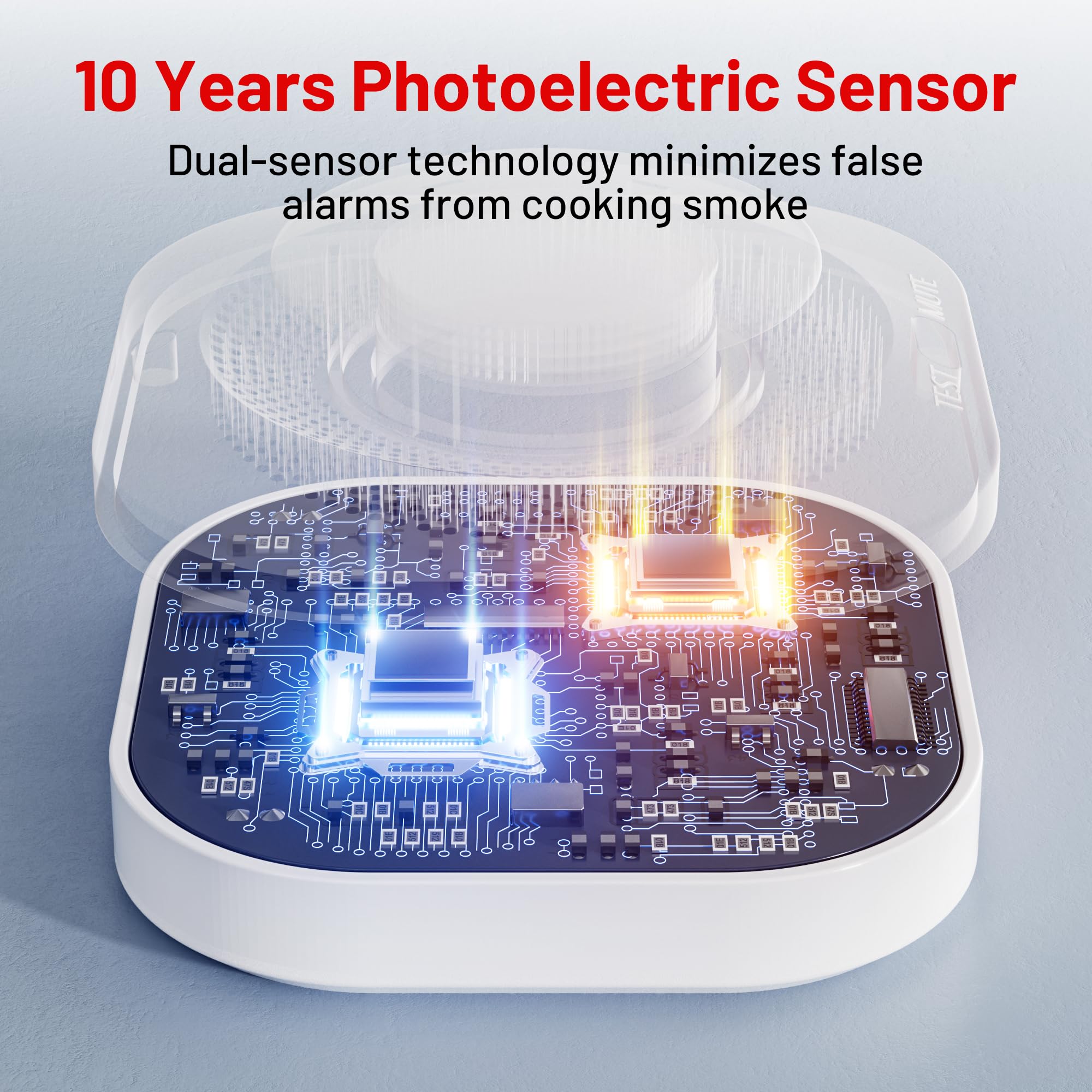 Hilmon Smoke Alarm back view highlights easy mounting and battery access for quick setup.
