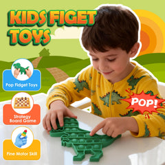 HILUDEER silicone dino popper green closeup emphasizes smooth edges and safety.