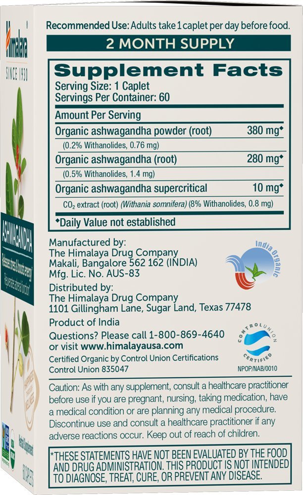 Himalaya Ashwagandha capsules close-up for focus and vitality.