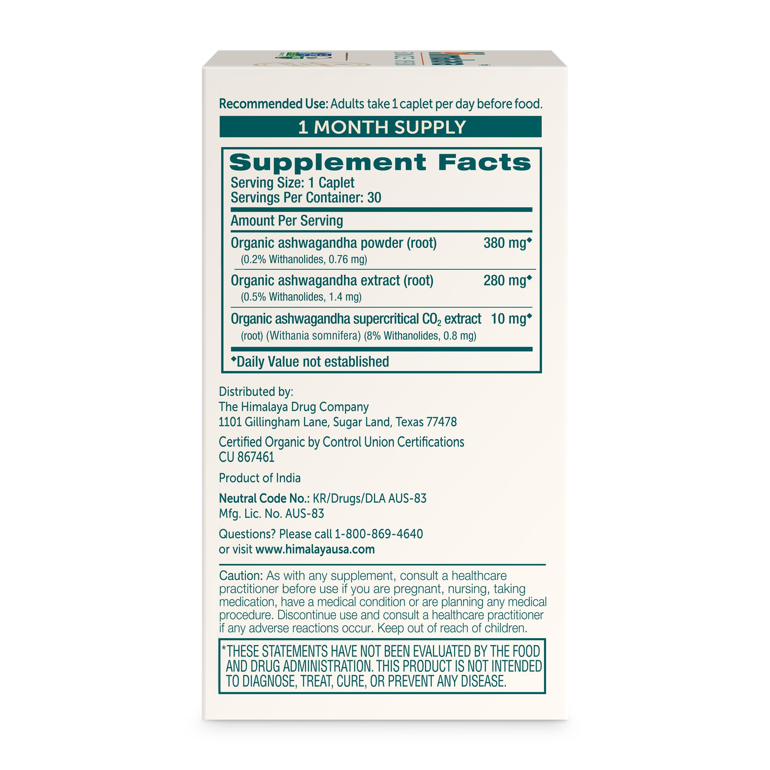 Himalaya Ashwagandha root powder spoon showing blend for energy balance