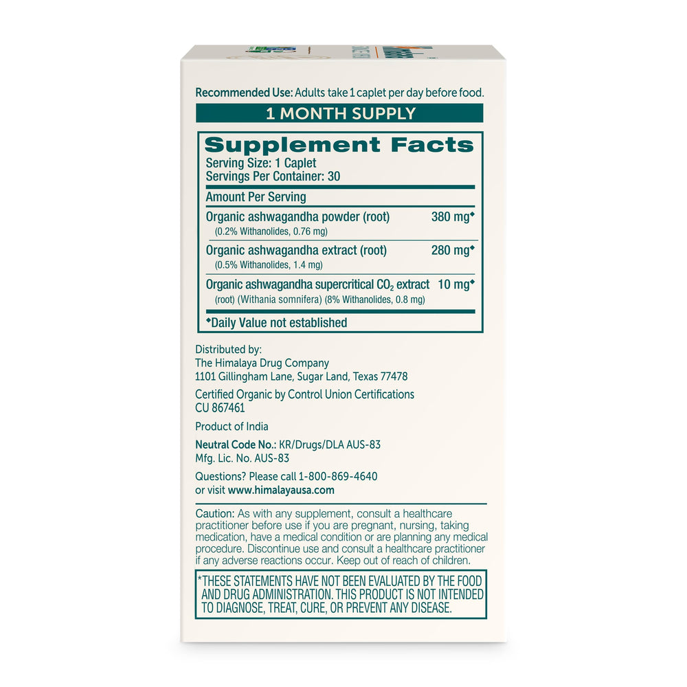 Himalaya Ashwagandha root powder spoon showing blend for energy balance