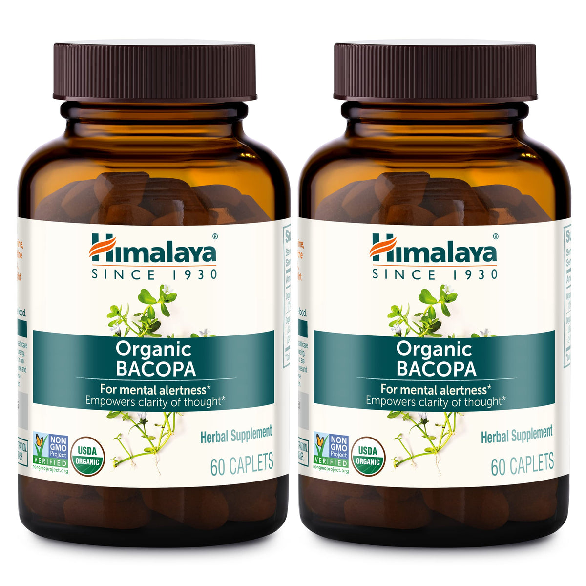 Himalaya Bacopa Organic bottle front promotes daily focus and mental clarity.