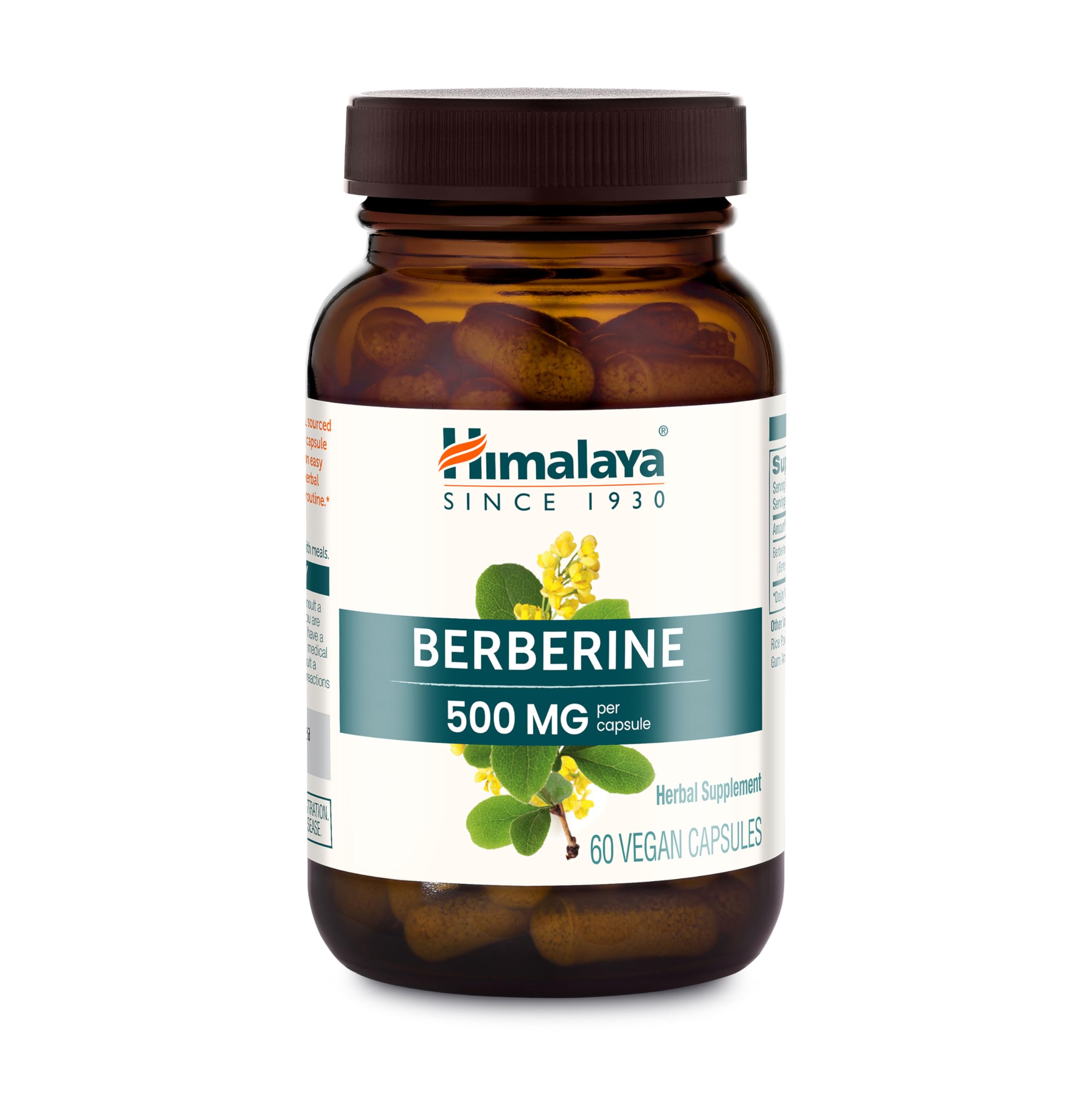 Himalaya Berberine 500 mg bottle offers immune and digestive support.