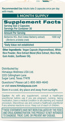 Himalaya Berberine capsules highlight vegan, gluten-free formula for daily balance.