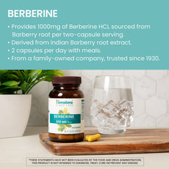 Himalaya Berberine bottle cap close-up emphasizing quality ingredients.