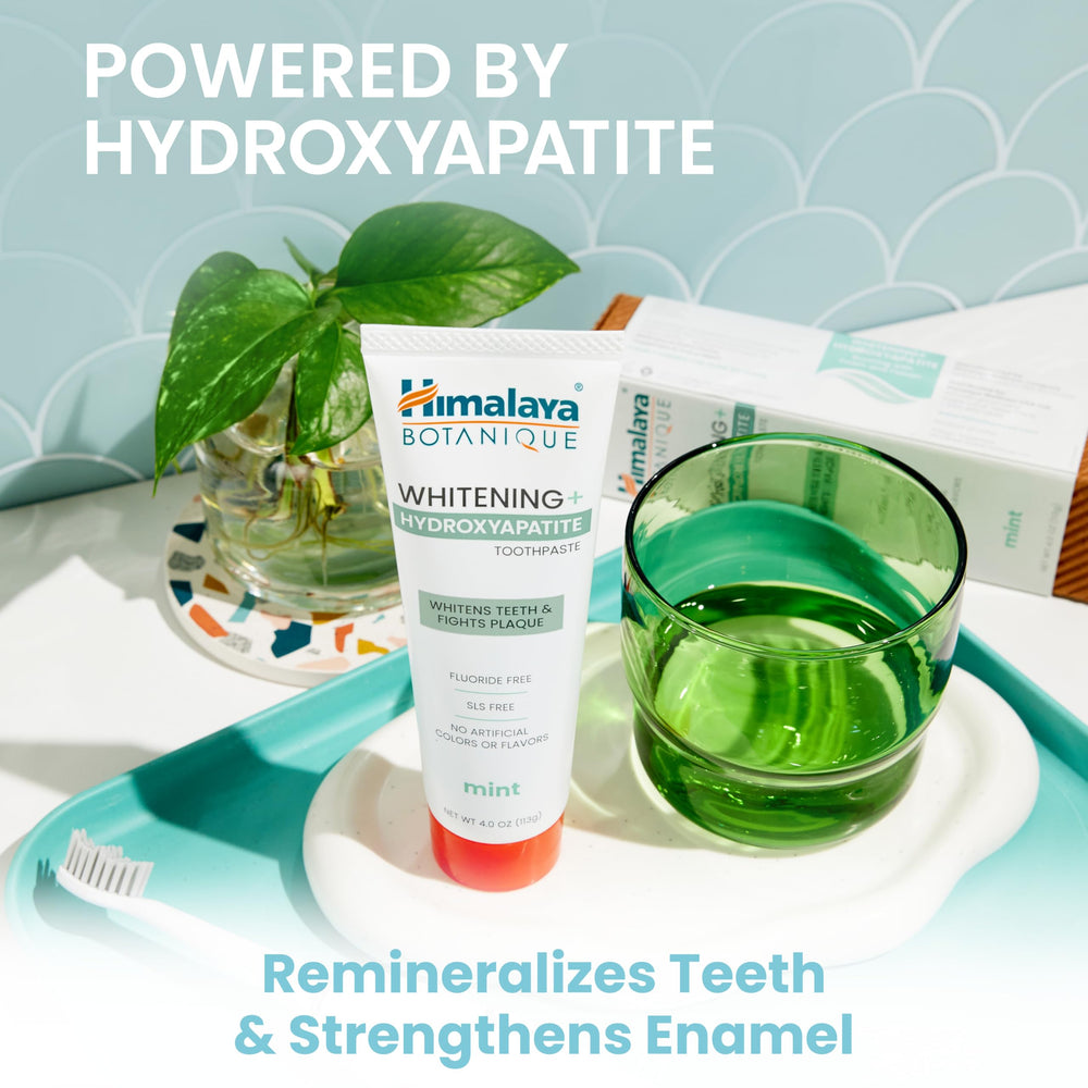 Himalaya Botanique toothpaste texture closeup demonstrates smooth non-abrasive formula