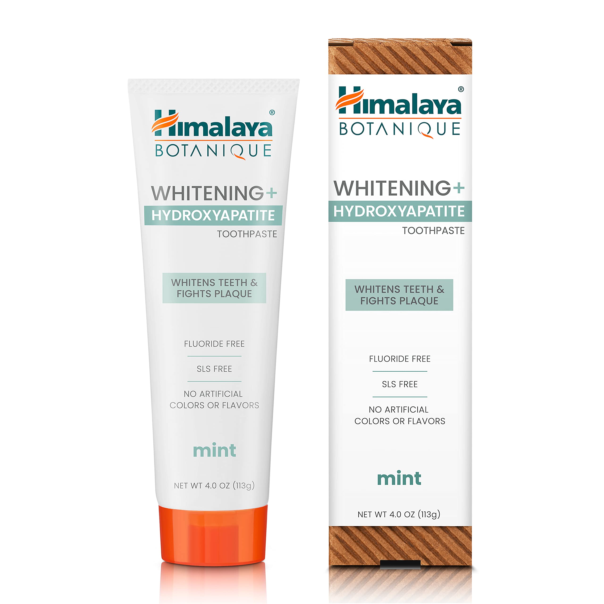 Himalaya Botanique toothpaste tube closeup highlights mint flavor and gentle whitening