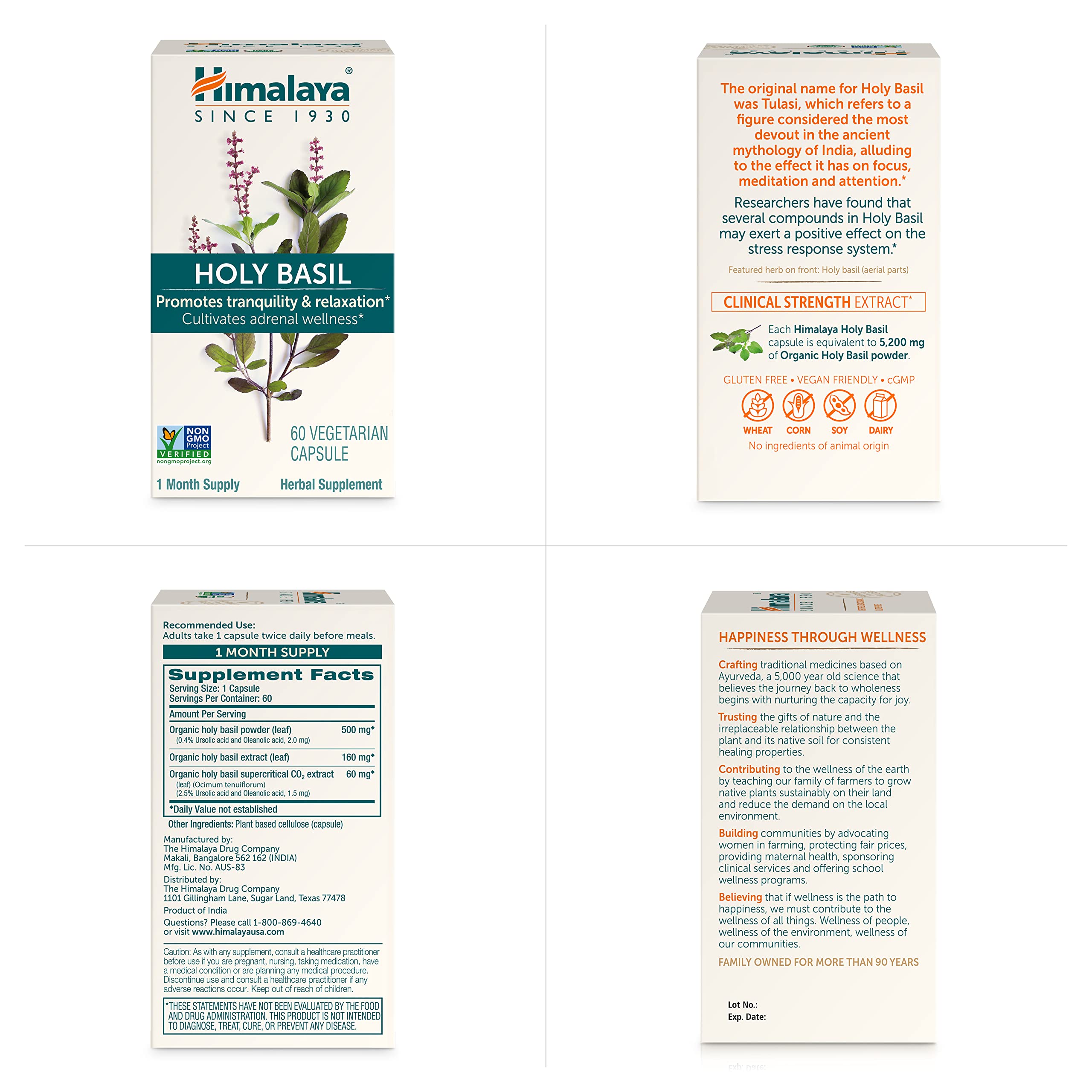 Himalaya Holy Basil traditional Ayurveda imagery conveying calming benefits.