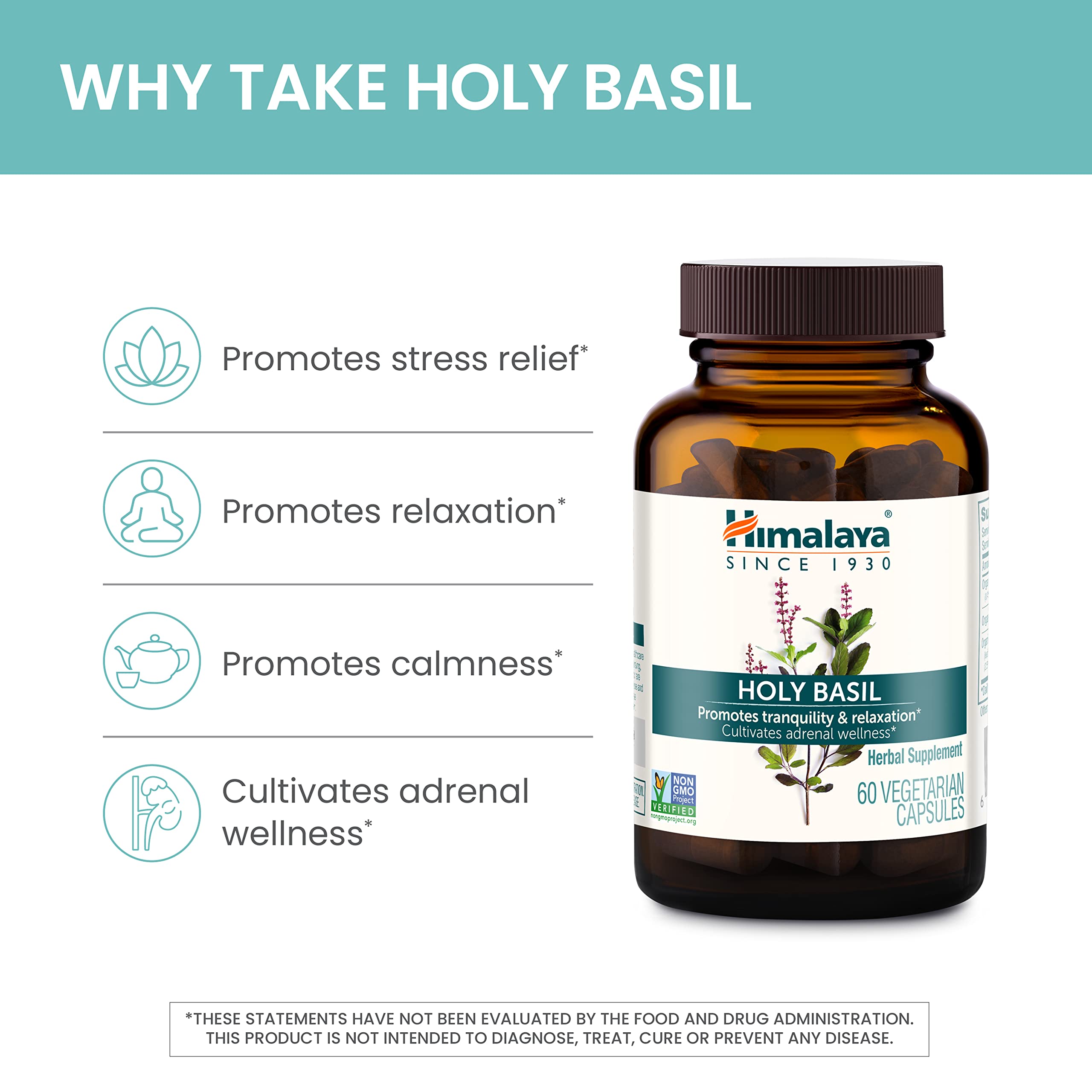 Himalaya Holy Basil outer packaging box highlighting Ayurveda heritage.
