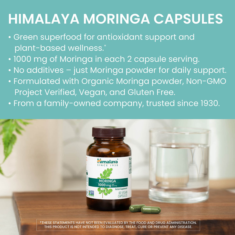 Himalaya Moringa capsules close-up ready for daily use