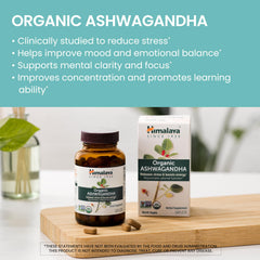 Himalaya Organic Ashwagandha label front highlighting USDA Organic certification