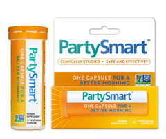 Himalaya PartySmart 12-capsule tube on-the-go packaging for a smoother morning after.