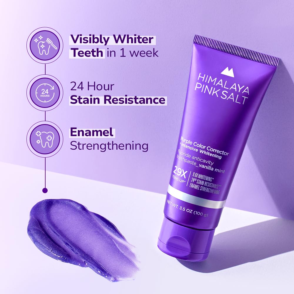 HIMALAYA PINKSALT Purple Toothpaste brushing-shot captures clean, refreshed feeling.