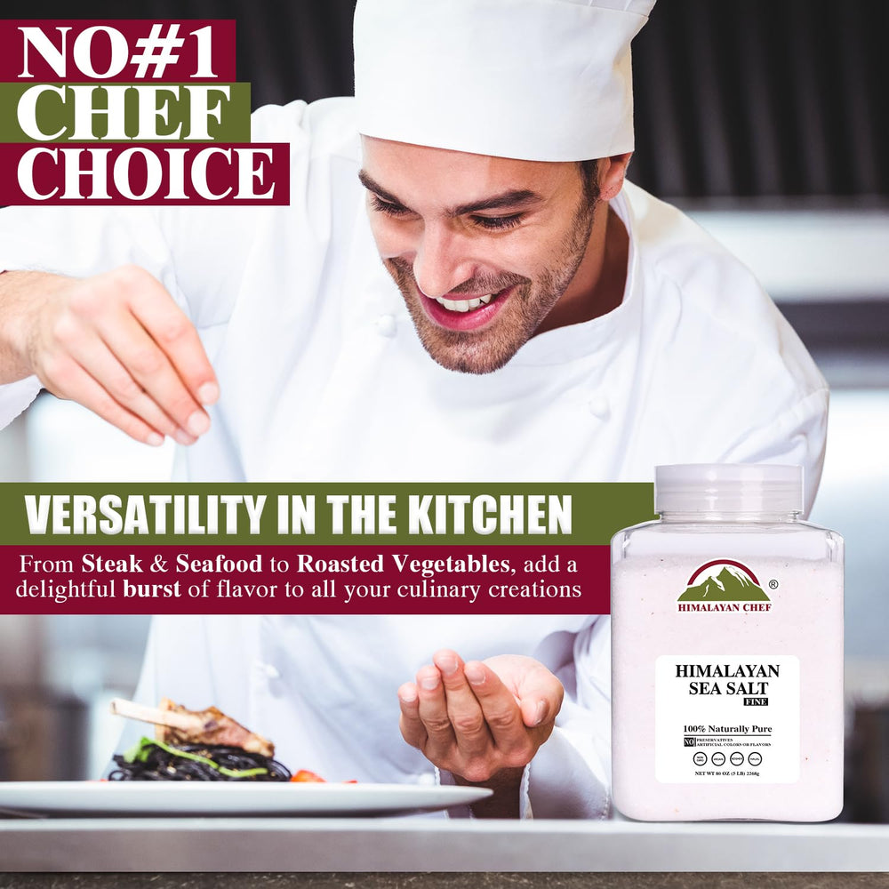 Himalayan Chef fine grain salt crystals suitable for delicate finishing touches