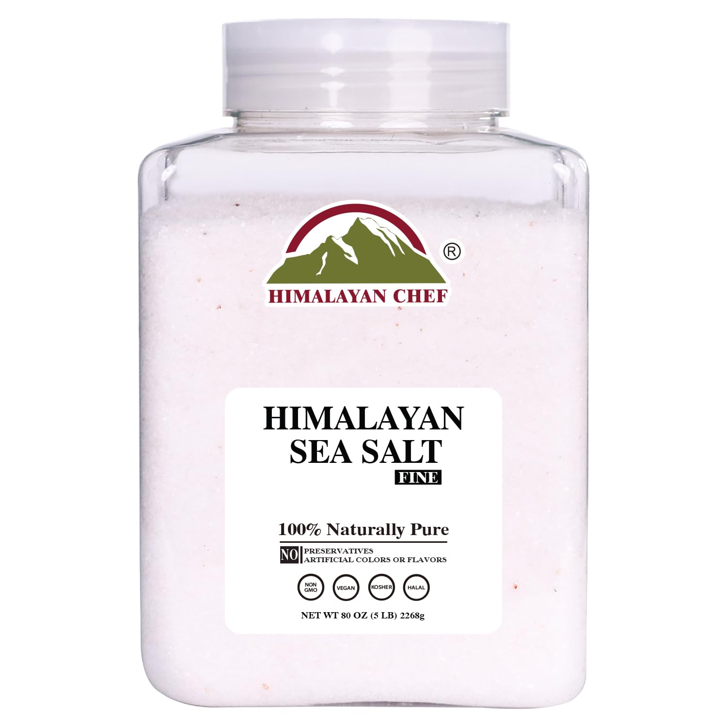 Himalayan Chef fine grain sea salt in a 5 lb bulk bag for daily cooking