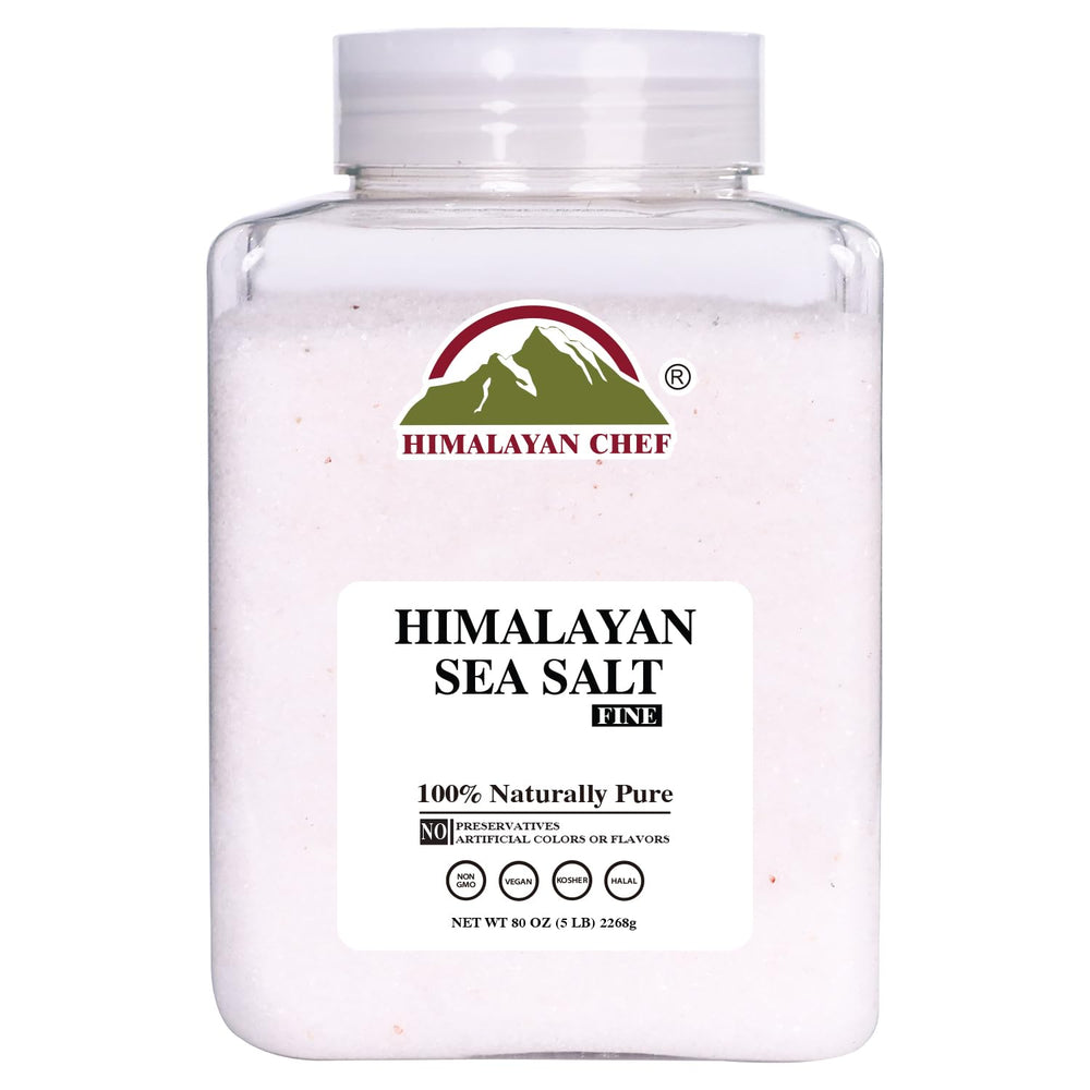 Himalayan Chef fine grain sea salt in a 5 lb bulk bag for daily cooking
