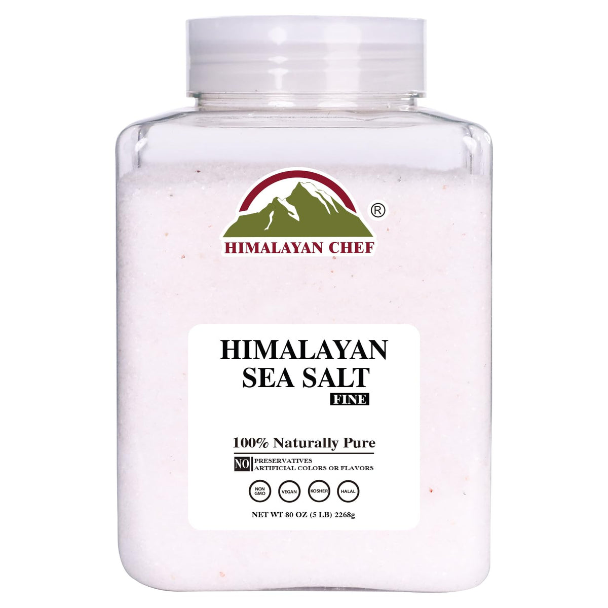 Himalayan Chef fine grain sea salt in a 5 lb bulk bag for daily cooking