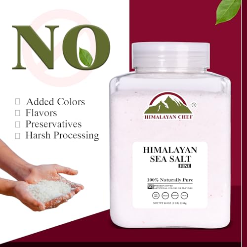 Himalayan Chef sea salt being poured for even distribution in a dish