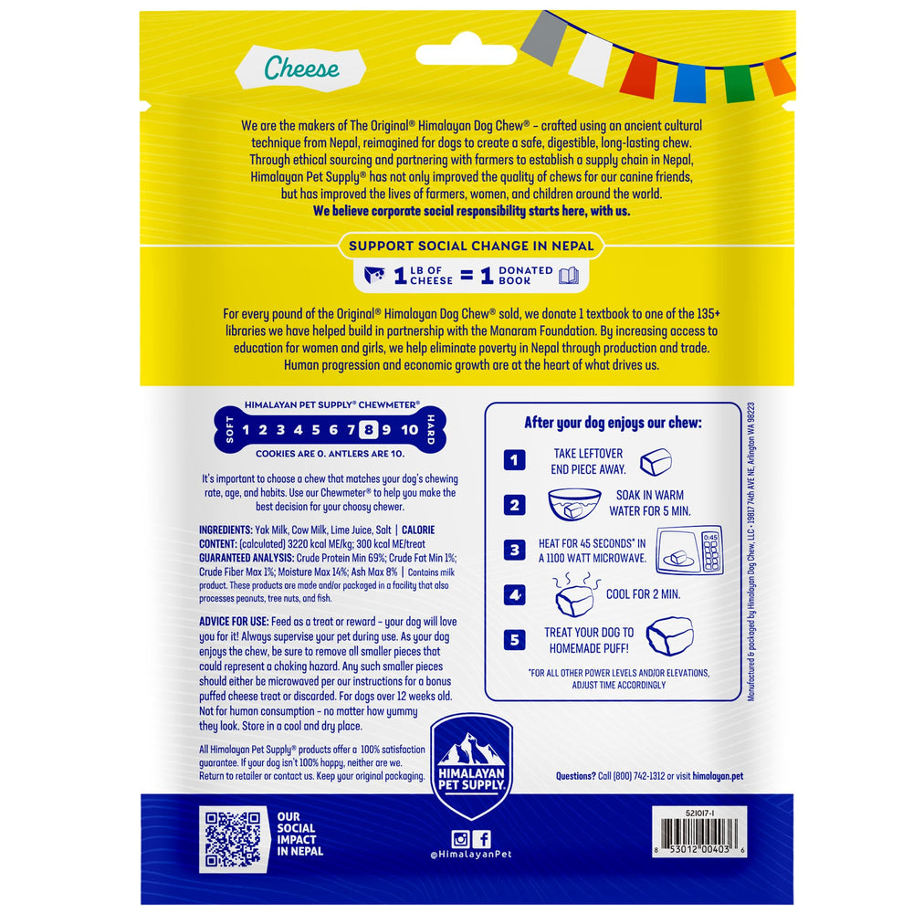 Himalayan Dog Chew yak cheese stick pack-detail shows authentic Nepalese heritage