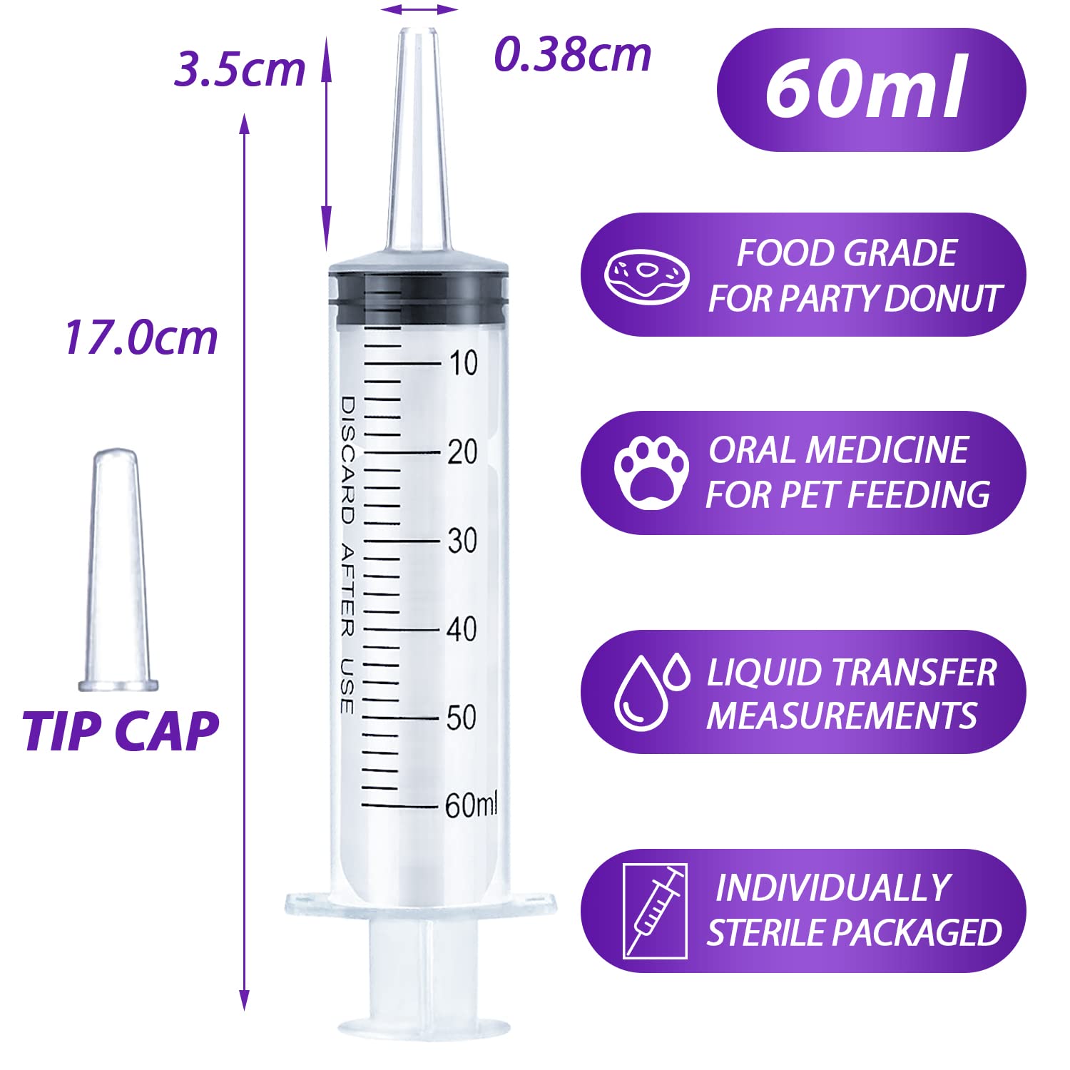 HiMo 60ml syringe sterile wrap preserves cleanliness for reliable use.