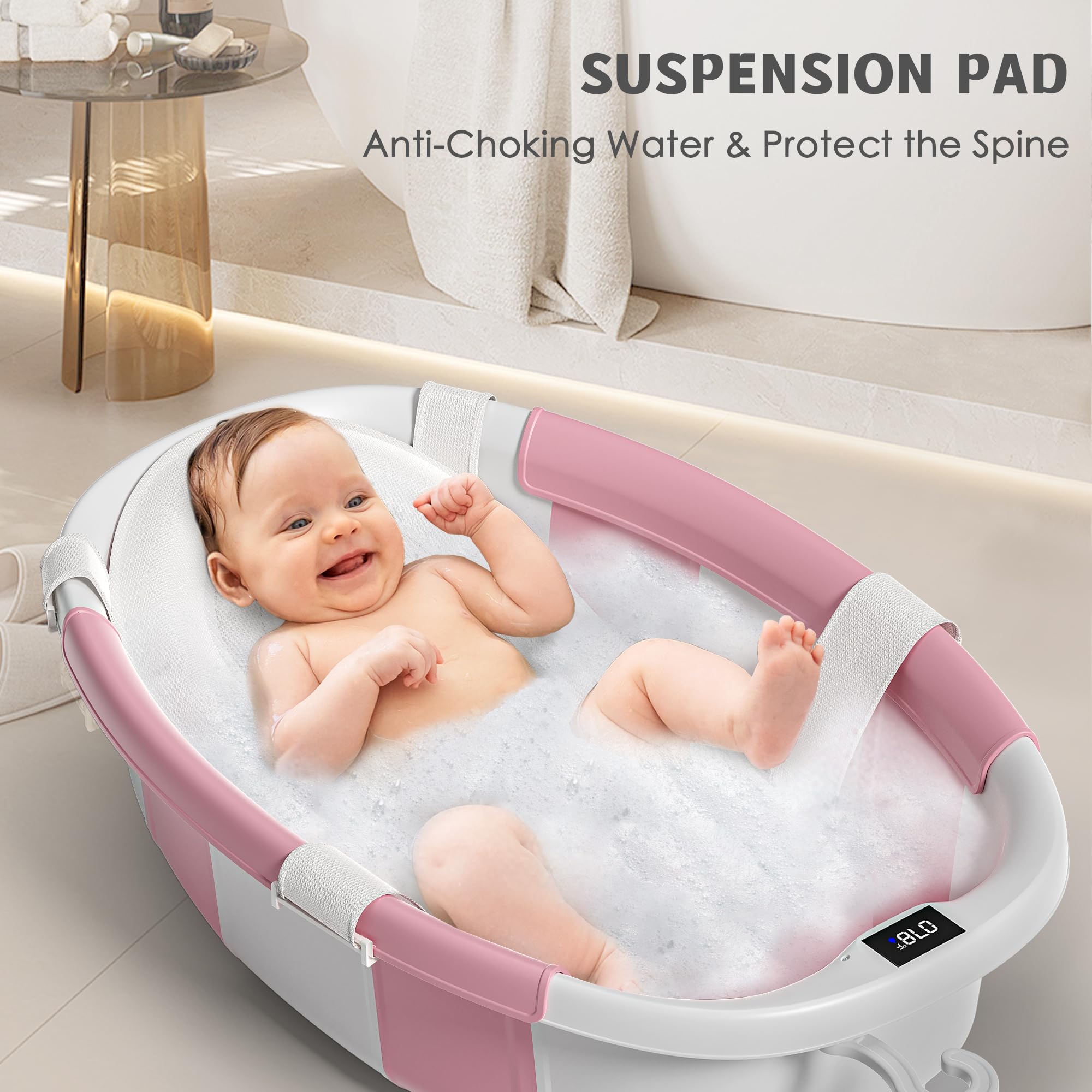 Himold tub features drain hole for easy water release after baths.