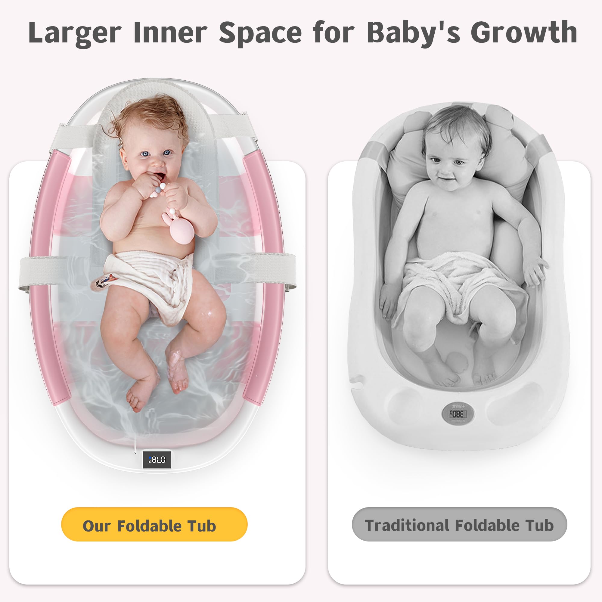 Himold tub made BPA-free material ensures skin-friendly bath time.