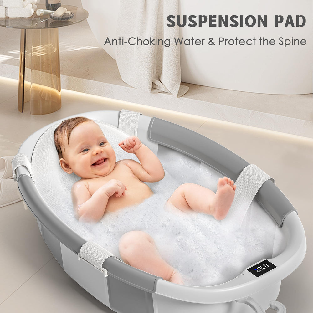 Himold collapsible baby bathtub grows with your child from newborn to toddler.