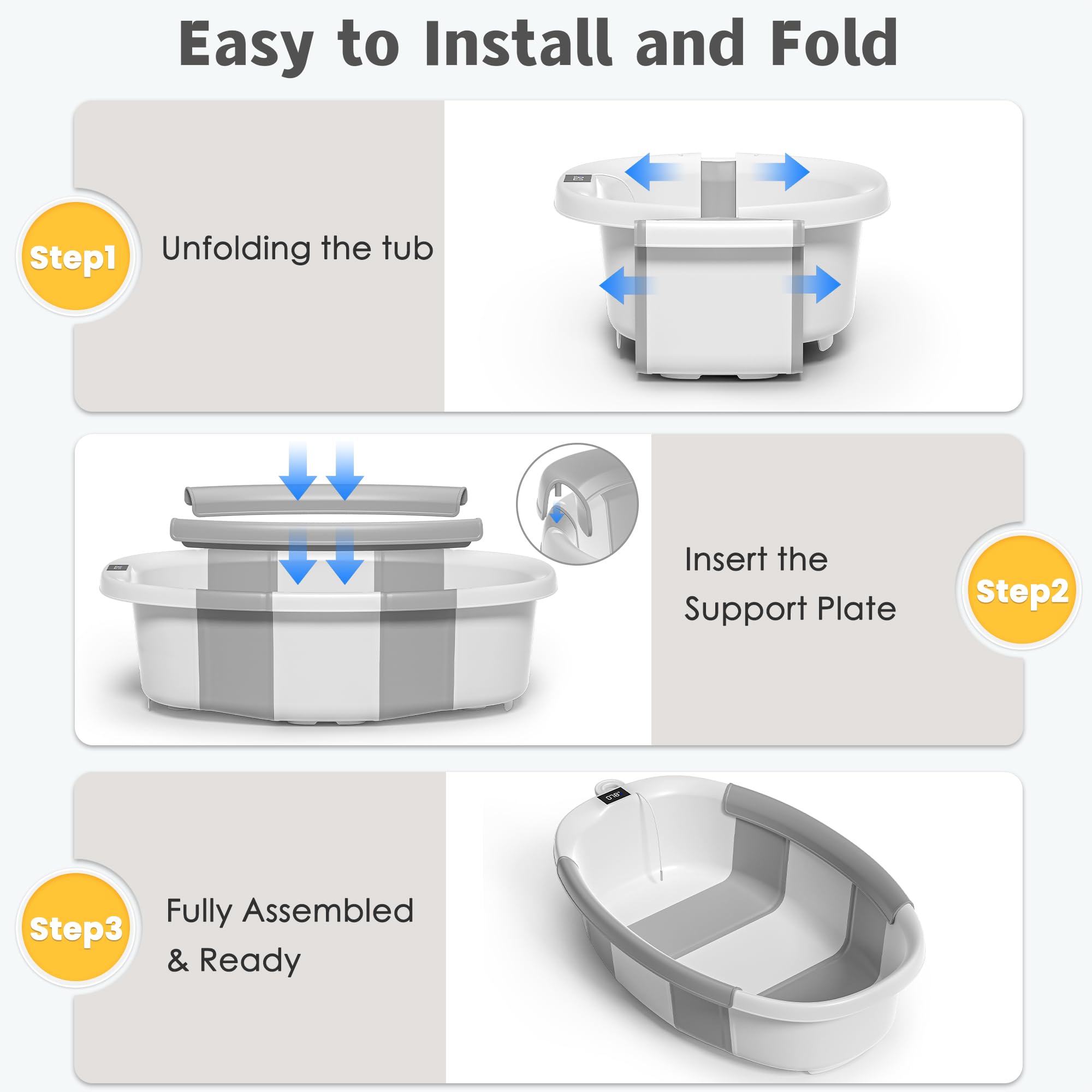 Himold collapsible baby bathtub is portable for travel and on-the-go baths.