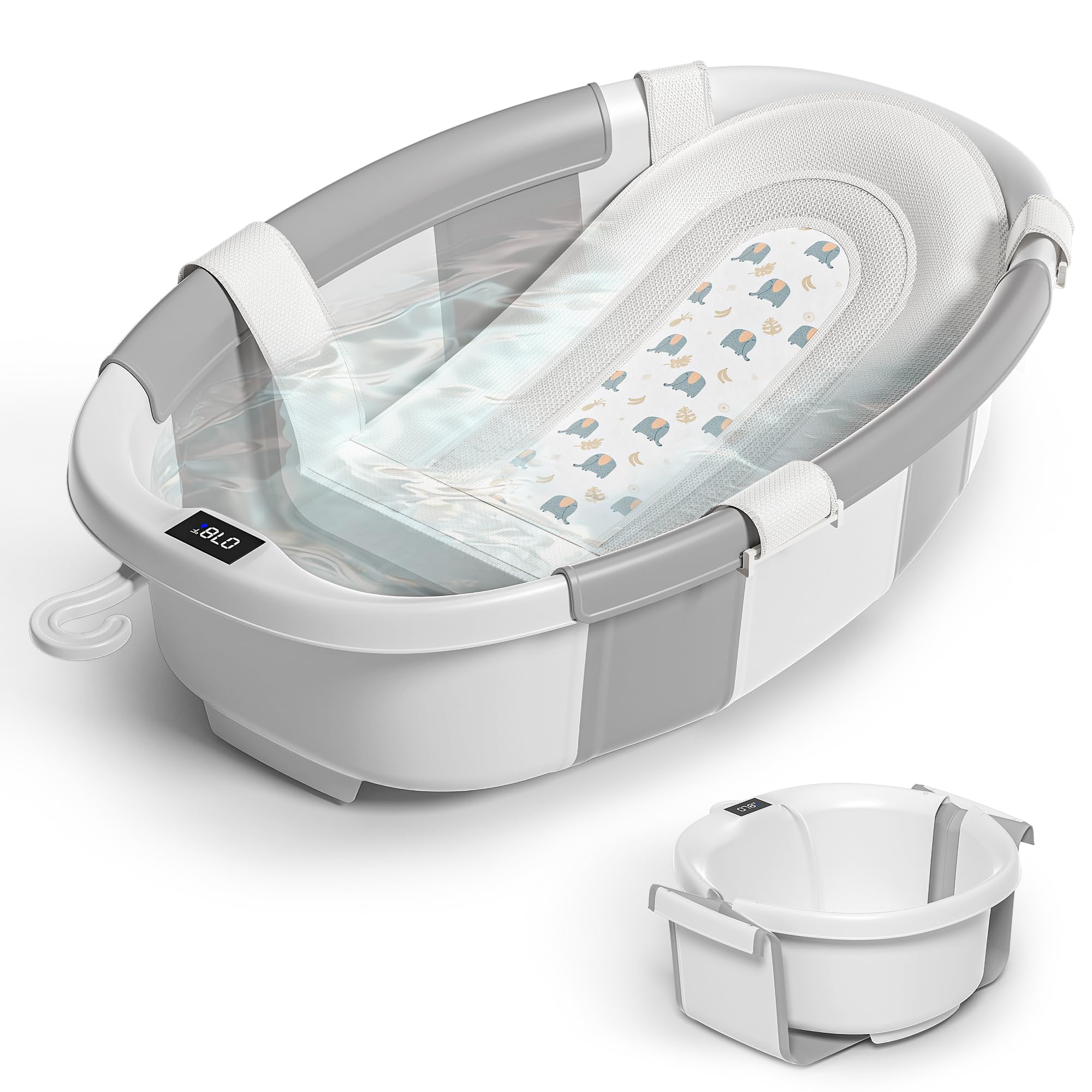 Himold collapsible baby bathtub showcases spacious design for growing infants.