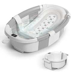 Himold collapsible baby bathtub showcases spacious design for growing infants.