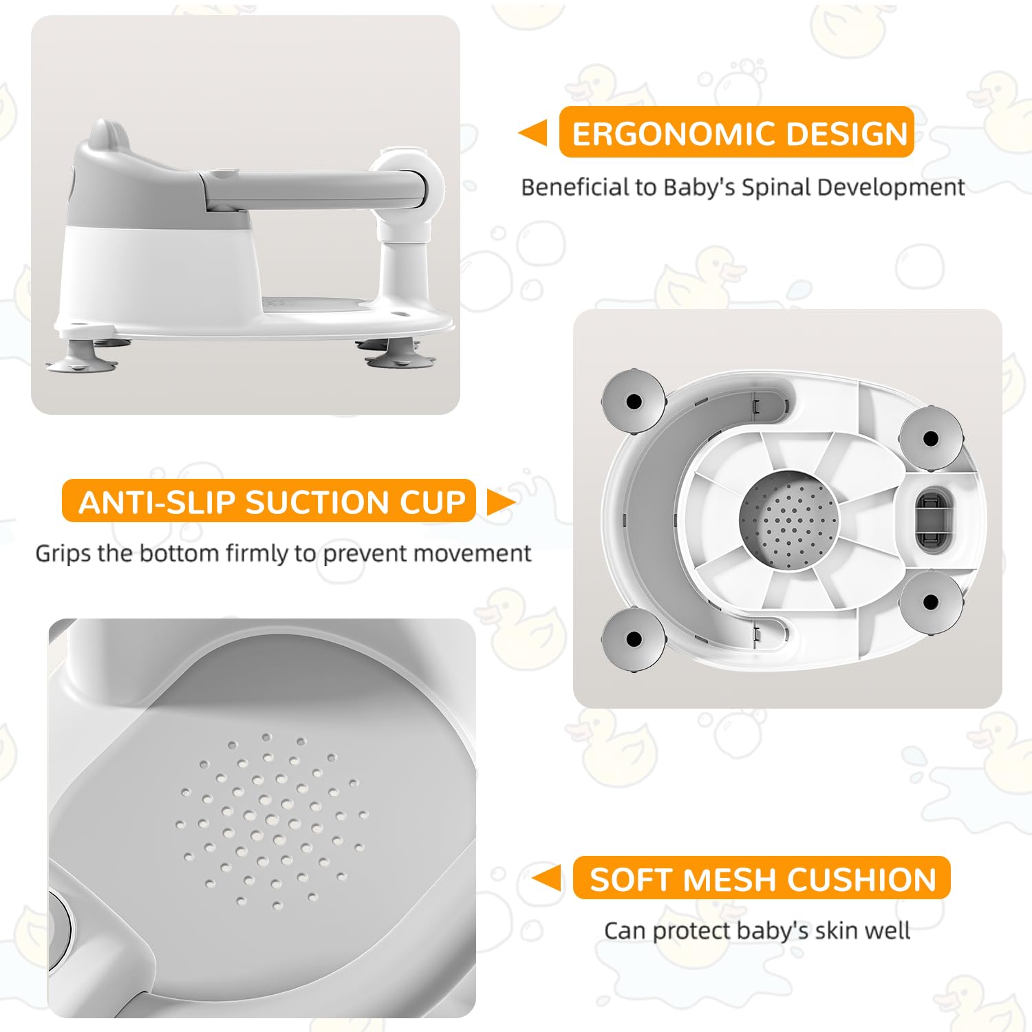 Himold portable foldable bath seat for easy travel and storage