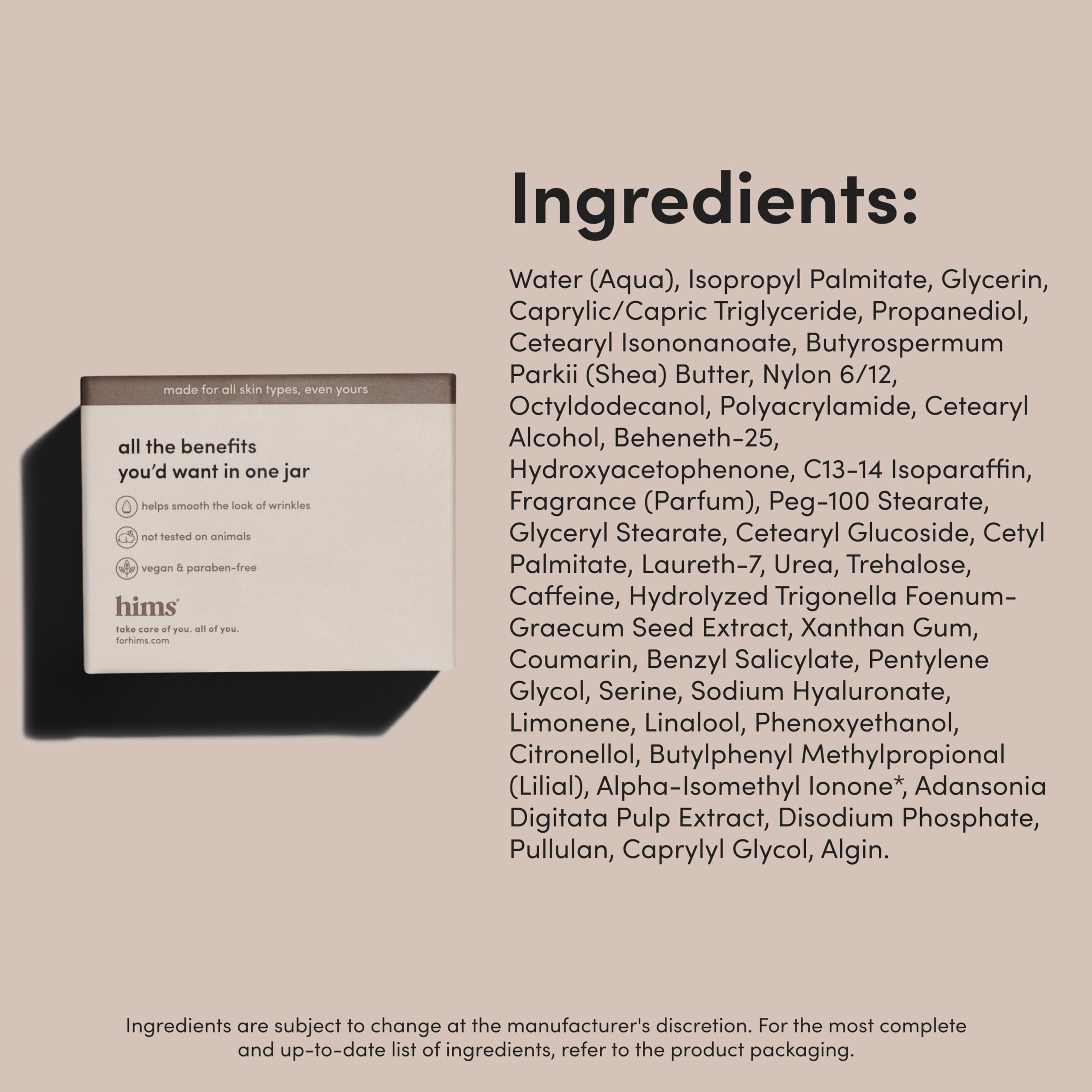 Hims Goodnight Wrinkle Cream texture drop shows silky formula