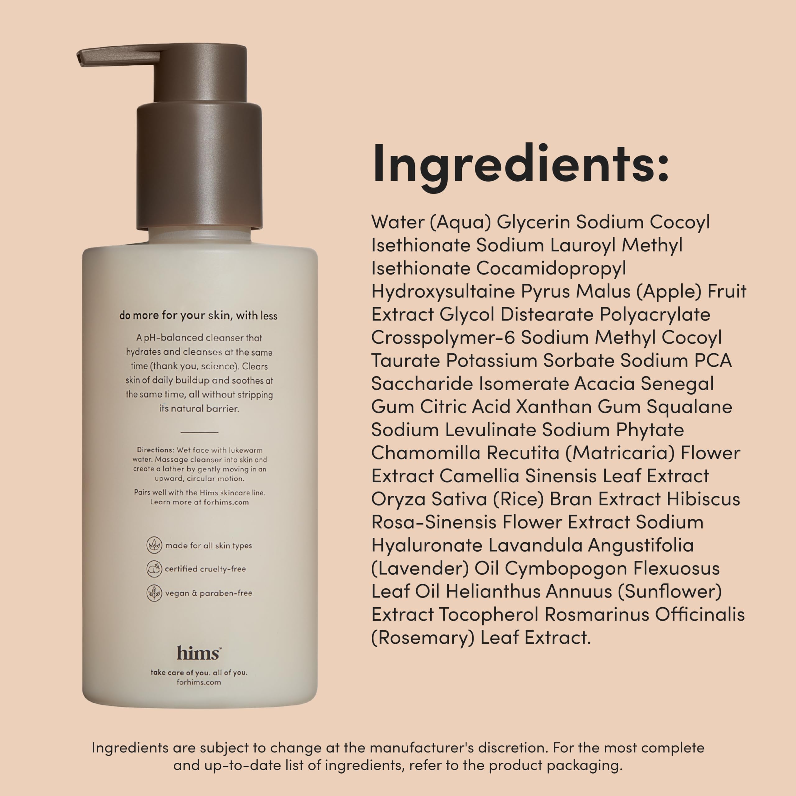 Hims High Tide Hydrating Daily Cleanser routine usage demonstrates daily cleansing steps