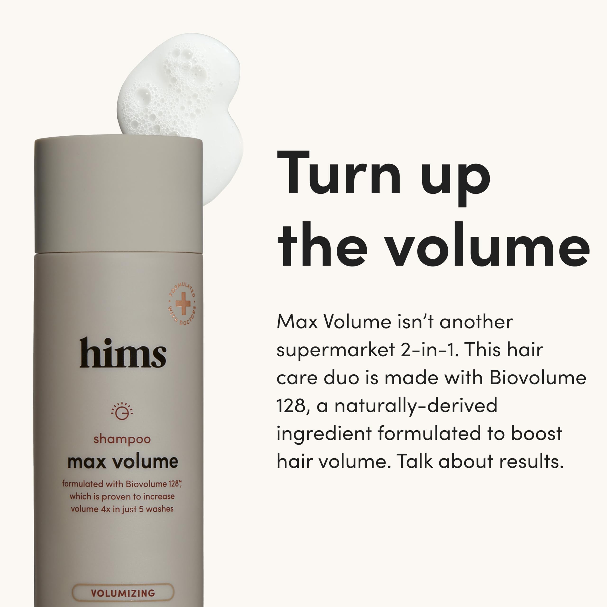 Hims Max Volume Conditioner bottle front adds moisture and slip for fine hair